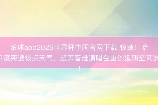 滚球app2026世界杯中国官网下载 惊魂！哈尔滨突遭极点天气，超等音雄演唱会重创延期至来岁！