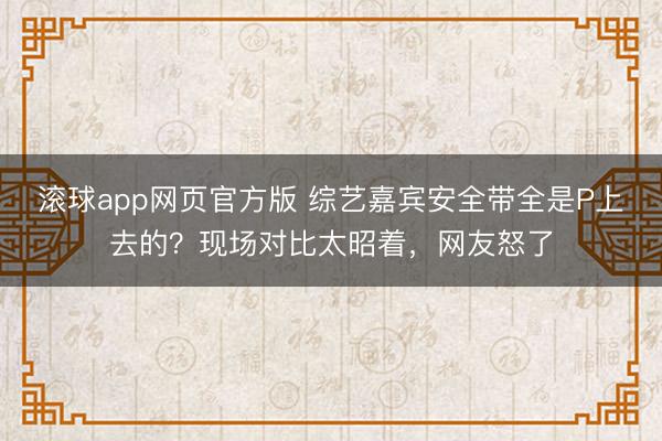 滚球app网页官方版 综艺嘉宾安全带全是P上去的?现场对比太昭着,网友怒了