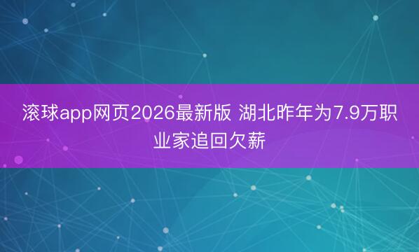 滚球app网页2026最新版 湖北昨年为7.9万职业家追回欠薪