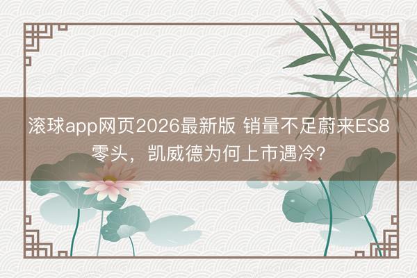 滚球app网页2026最新版 销量不足蔚来ES8零头,凯威德为何上市遇冷?