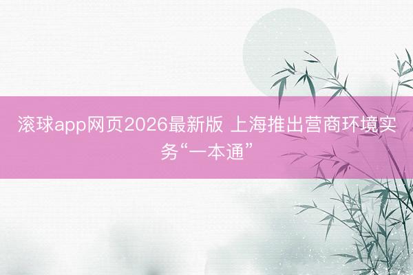 滚球app网页2026最新版 上海推出营商环境实务“一本通”