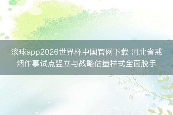 滚球app2026世界杯中国官网下载 河北省戒烟作事试点竖立与战略估量样式全面脱手